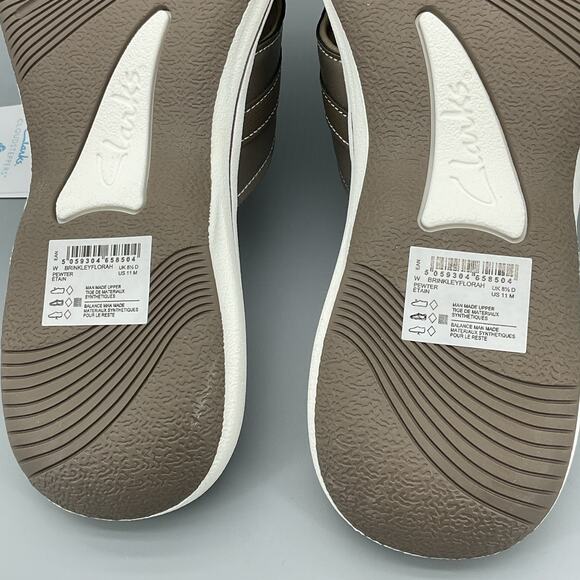 NEW Clarks Women’s Cloudsteppers Brinkley Flora Flip Flop Sandal Pewter Size 11M - Picture 9 of 10